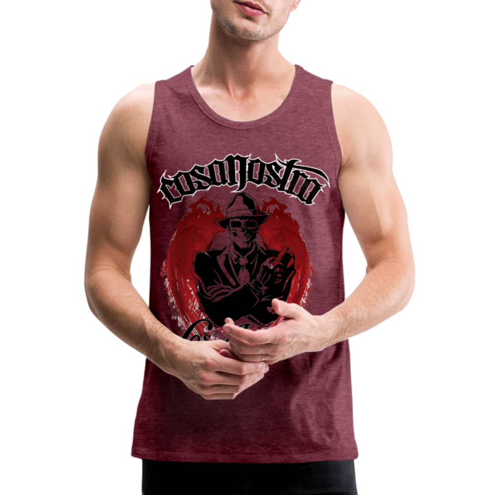 Tanktop T-Shirt COSANOSTRA Muskelshirt Achselshirt Sport Basic Herren - Bordeauxrot meliert