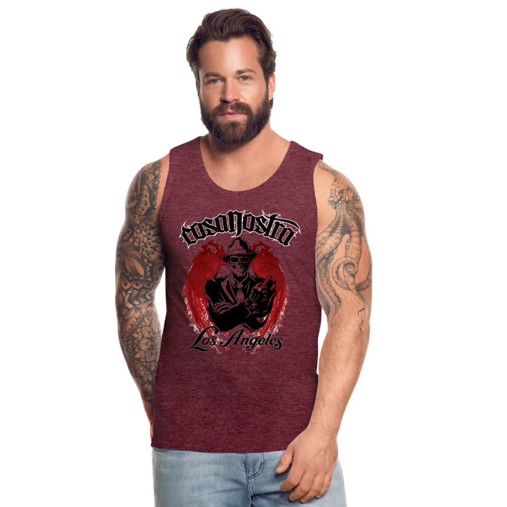 Tanktop T-Shirt COSANOSTRA Muskelshirt Achselshirt Sport Basic Herren - Bordeauxrot meliert