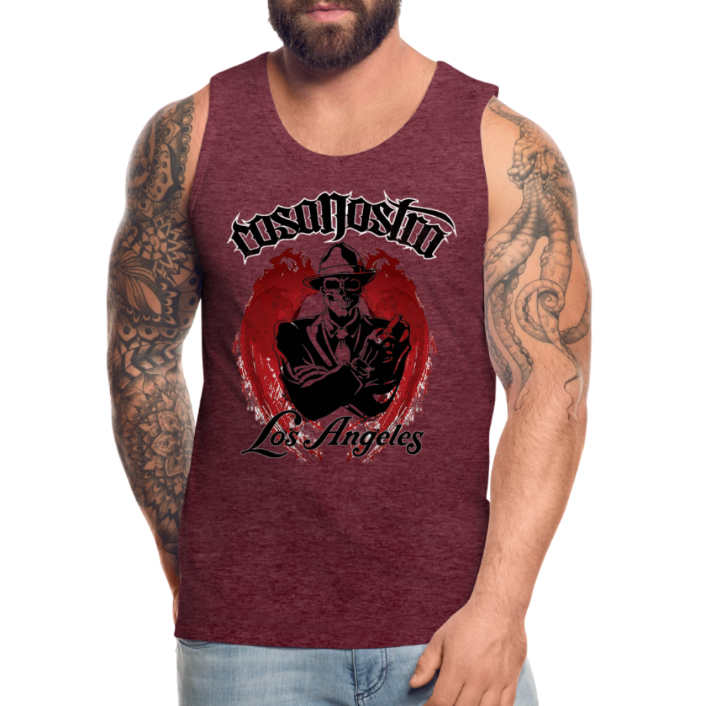 Tanktop T-Shirt COSANOSTRA Muskelshirt Achselshirt Sport Basic Herren - Bordeauxrot meliert
