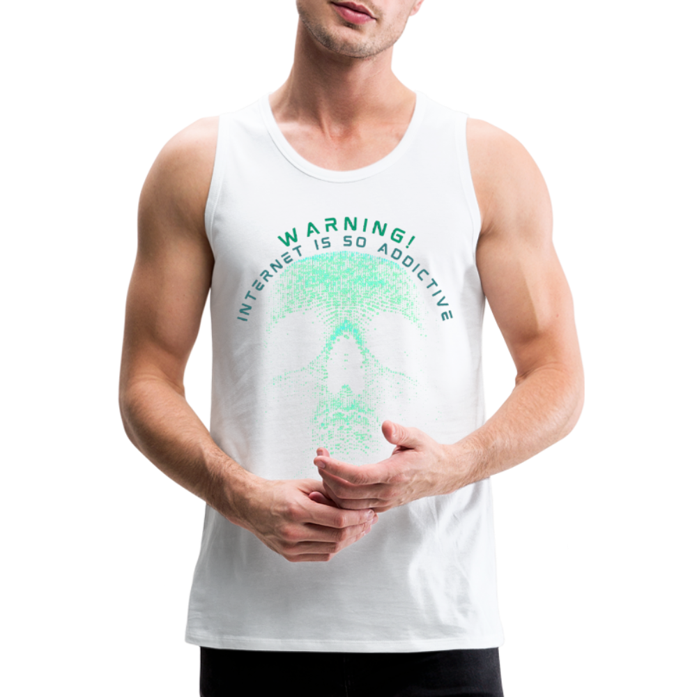 Tanktop T-Shirt WARNING Muskelshirt Achselshirt Sport Basic Herren - weiß