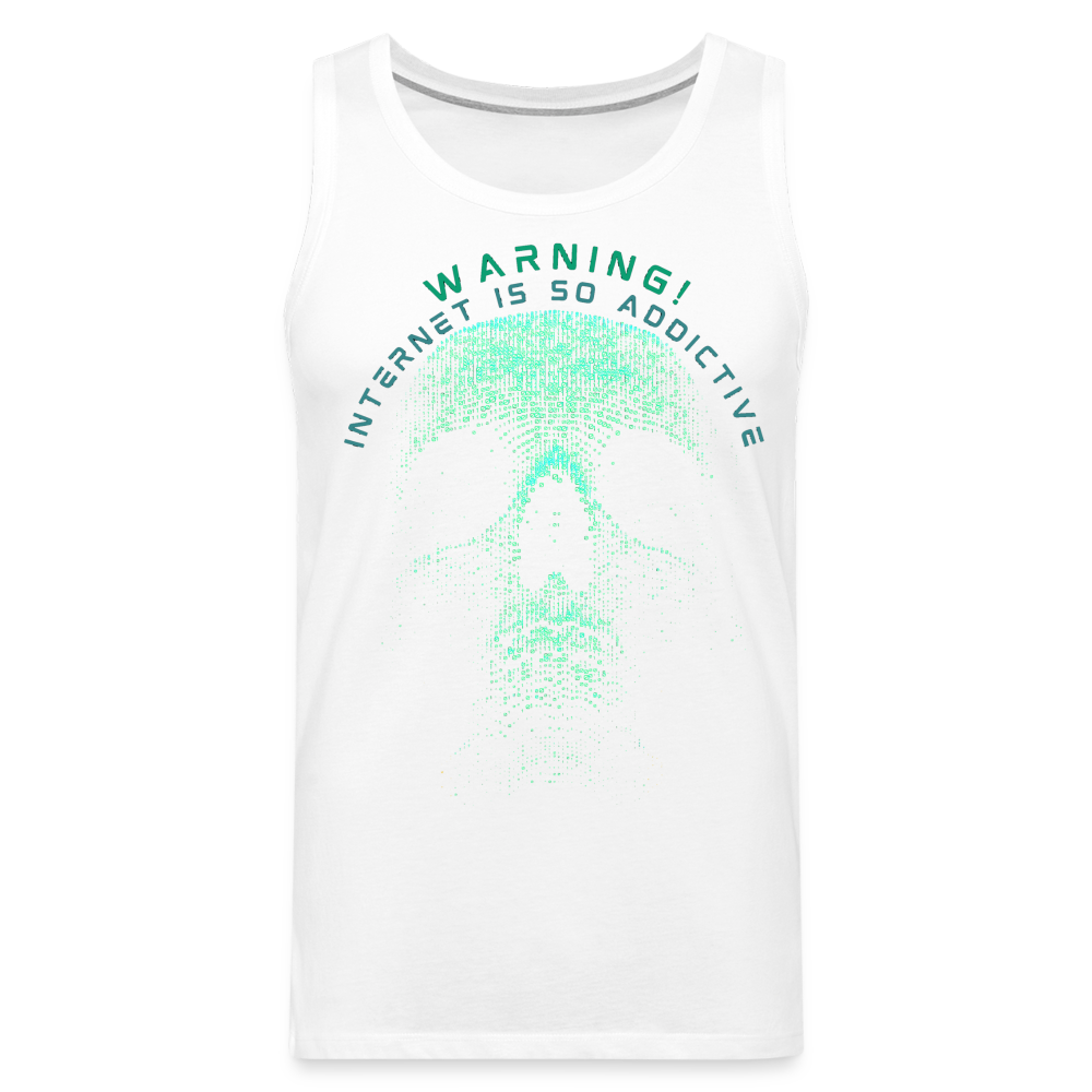 Tanktop T-Shirt WARNING Muskelshirt Achselshirt Sport Basic Herren - weiß