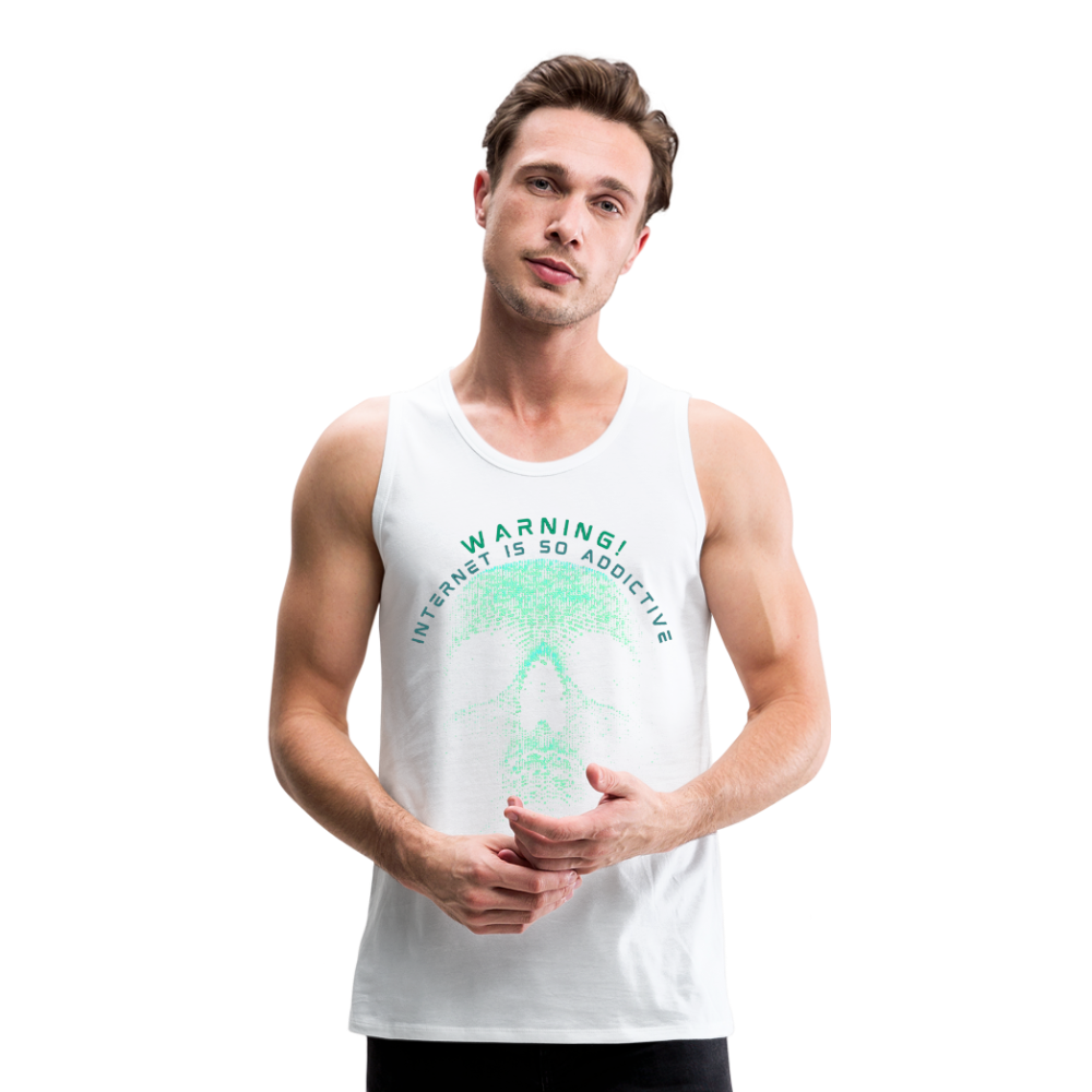 Tanktop T-Shirt WARNING Muskelshirt Achselshirt Sport Basic Herren - weiß