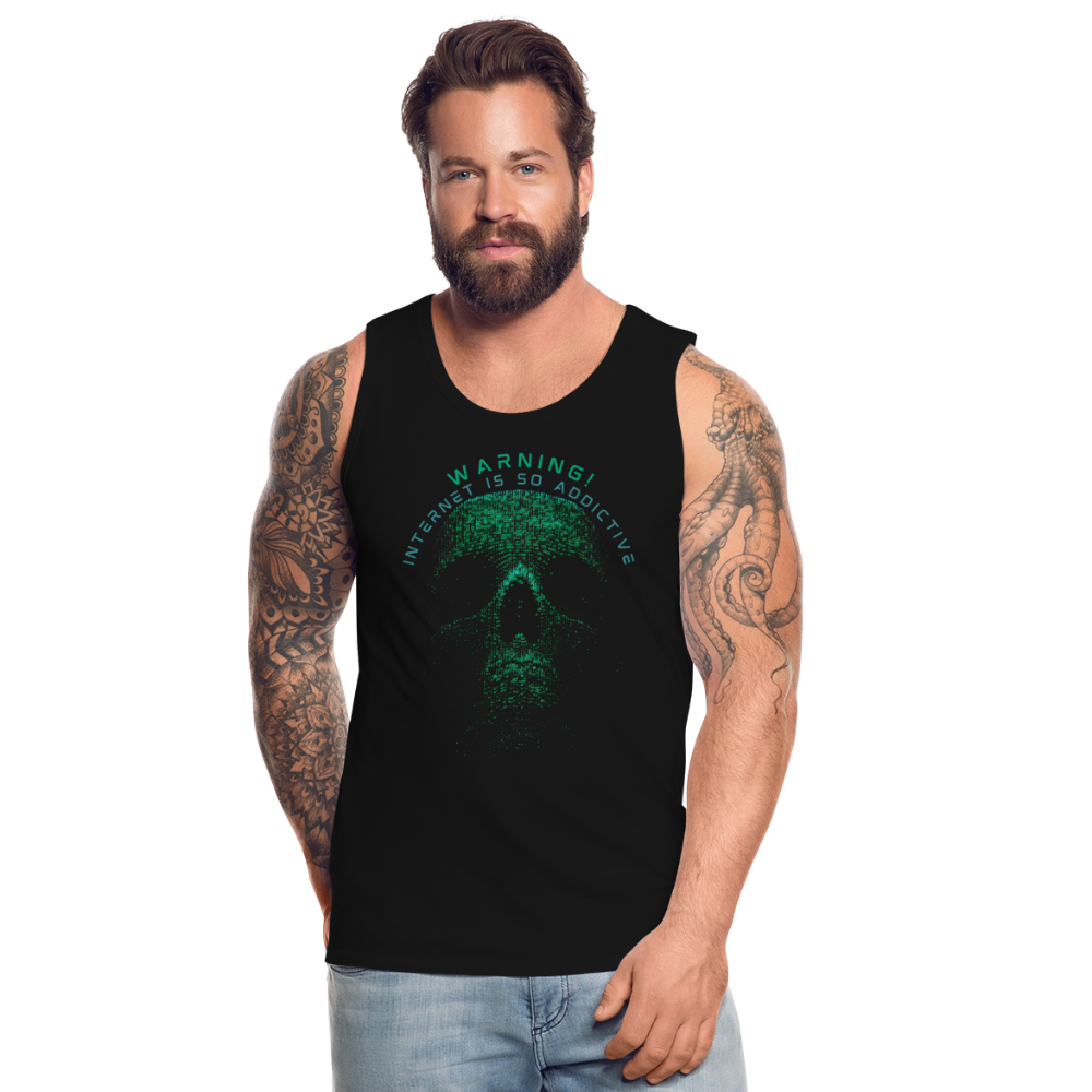 Tanktop T-Shirt WARNING Muskelshirt Achselshirt Sport Basic Herren - Schwarz