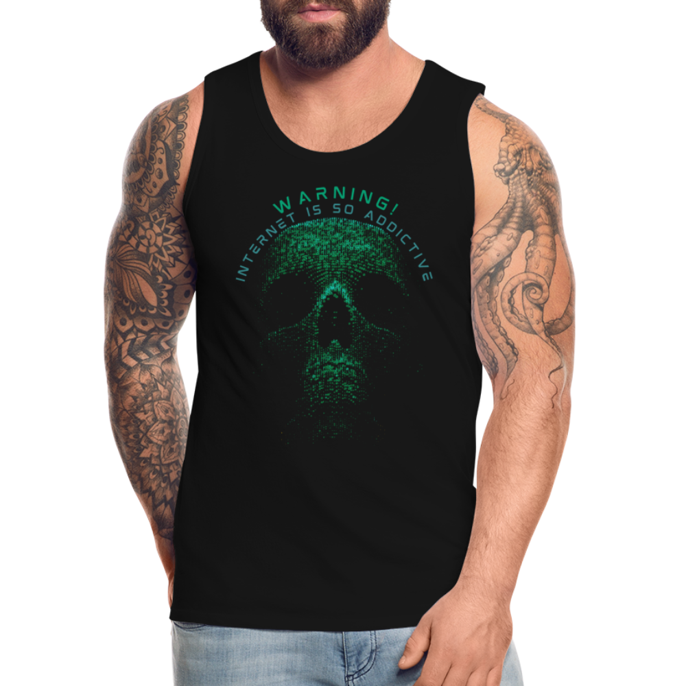 Tanktop T-Shirt WARNING Muskelshirt Achselshirt Sport Basic Herren - Schwarz