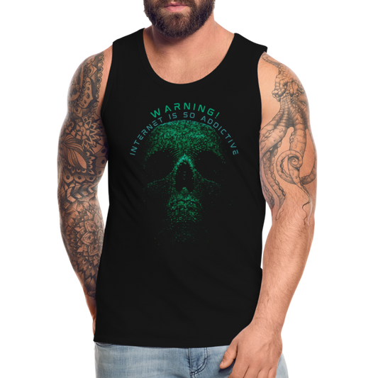 Tanktop T-Shirt WARNING Muskelshirt Achselshirt Sport Basic Herren - Schwarz