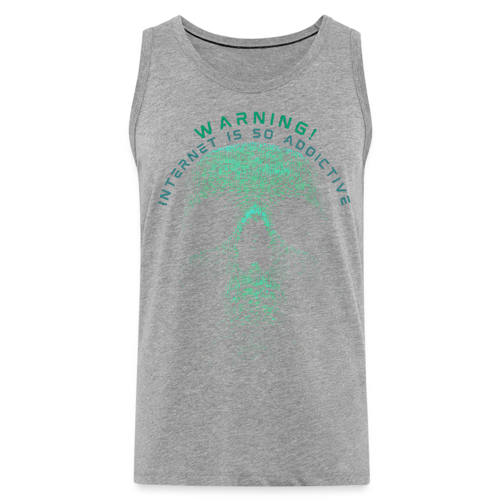 Tanktop T-Shirt WARNING Muskelshirt Achselshirt Sport Basic Herren - Grau meliert