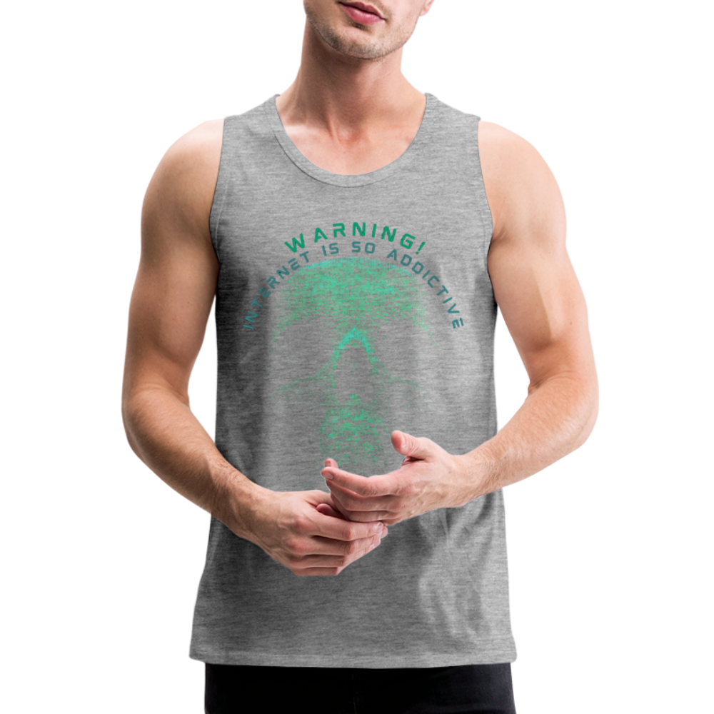 Tanktop T-Shirt WARNING Muskelshirt Achselshirt Sport Basic Herren - Grau meliert