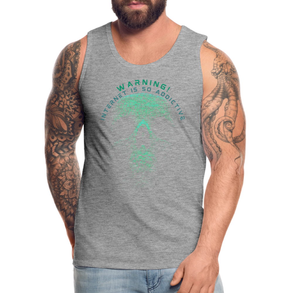 Tanktop T-Shirt WARNING Muskelshirt Achselshirt Sport Basic Herren - Grau meliert
