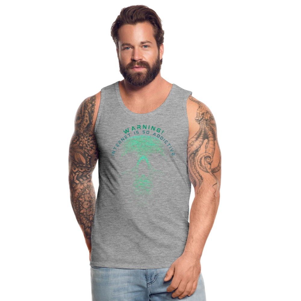 Tanktop T-Shirt WARNING Muskelshirt Achselshirt Sport Basic Herren - Grau meliert