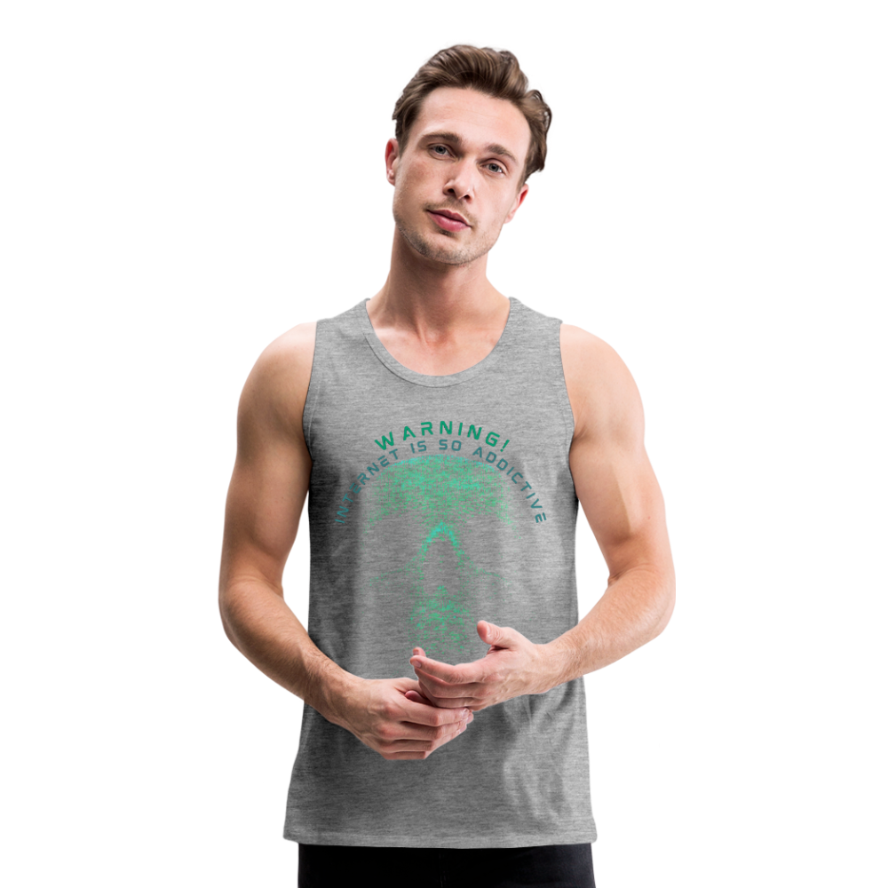 Tanktop T-Shirt WARNING Muskelshirt Achselshirt Sport Basic Herren - Grau meliert