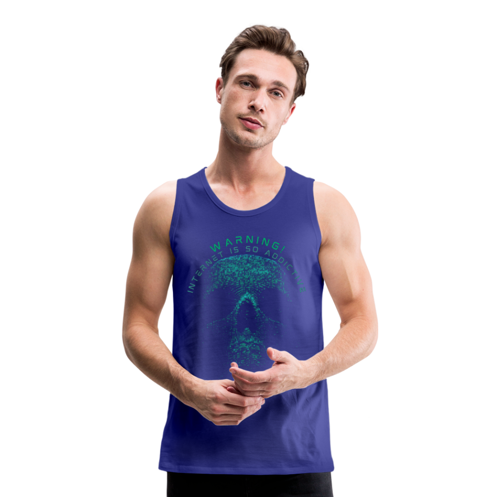 Tanktop T-Shirt WARNING Muskelshirt Achselshirt Sport Basic Herren - Königsblau