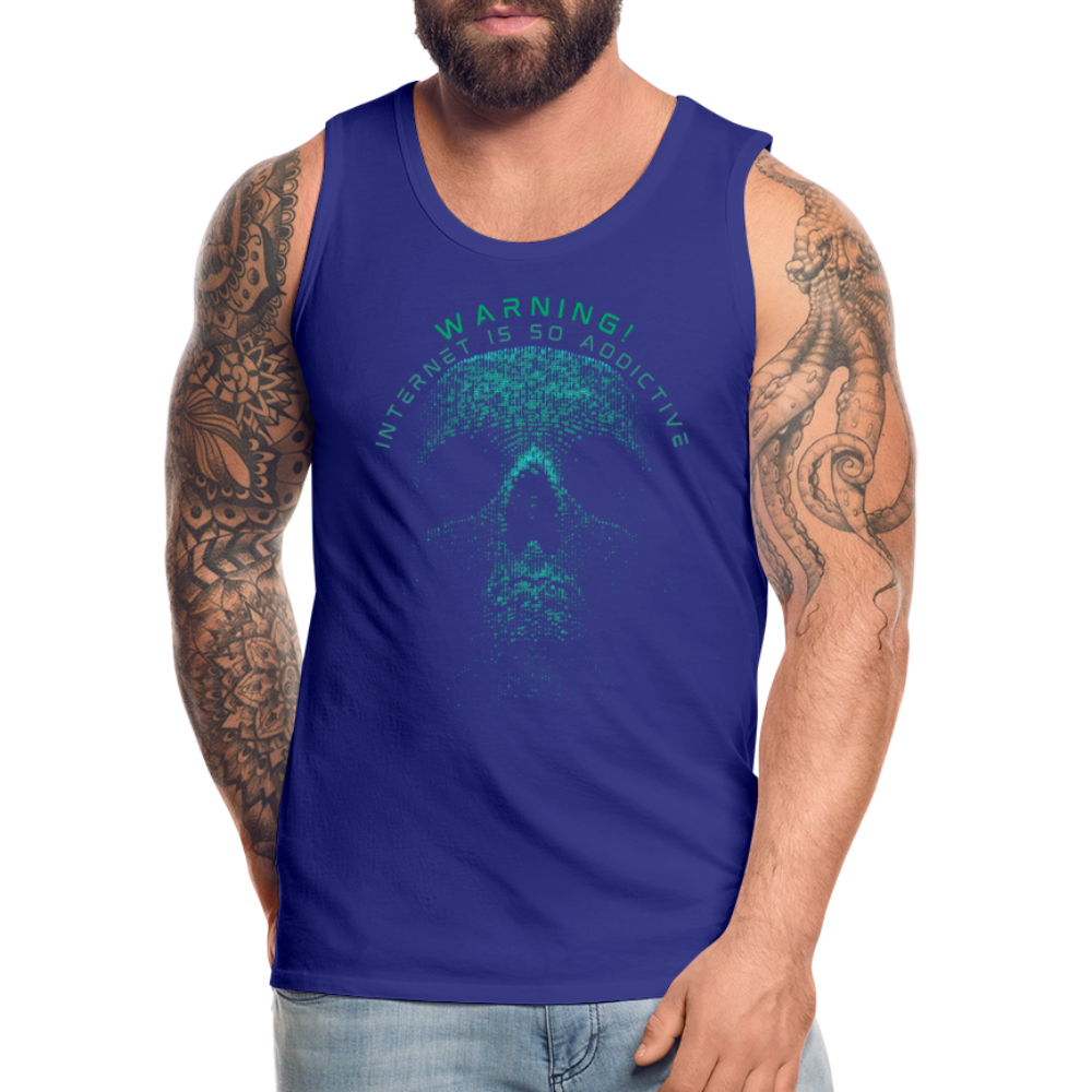 Tanktop T-Shirt WARNING Muskelshirt Achselshirt Sport Basic Herren - Königsblau