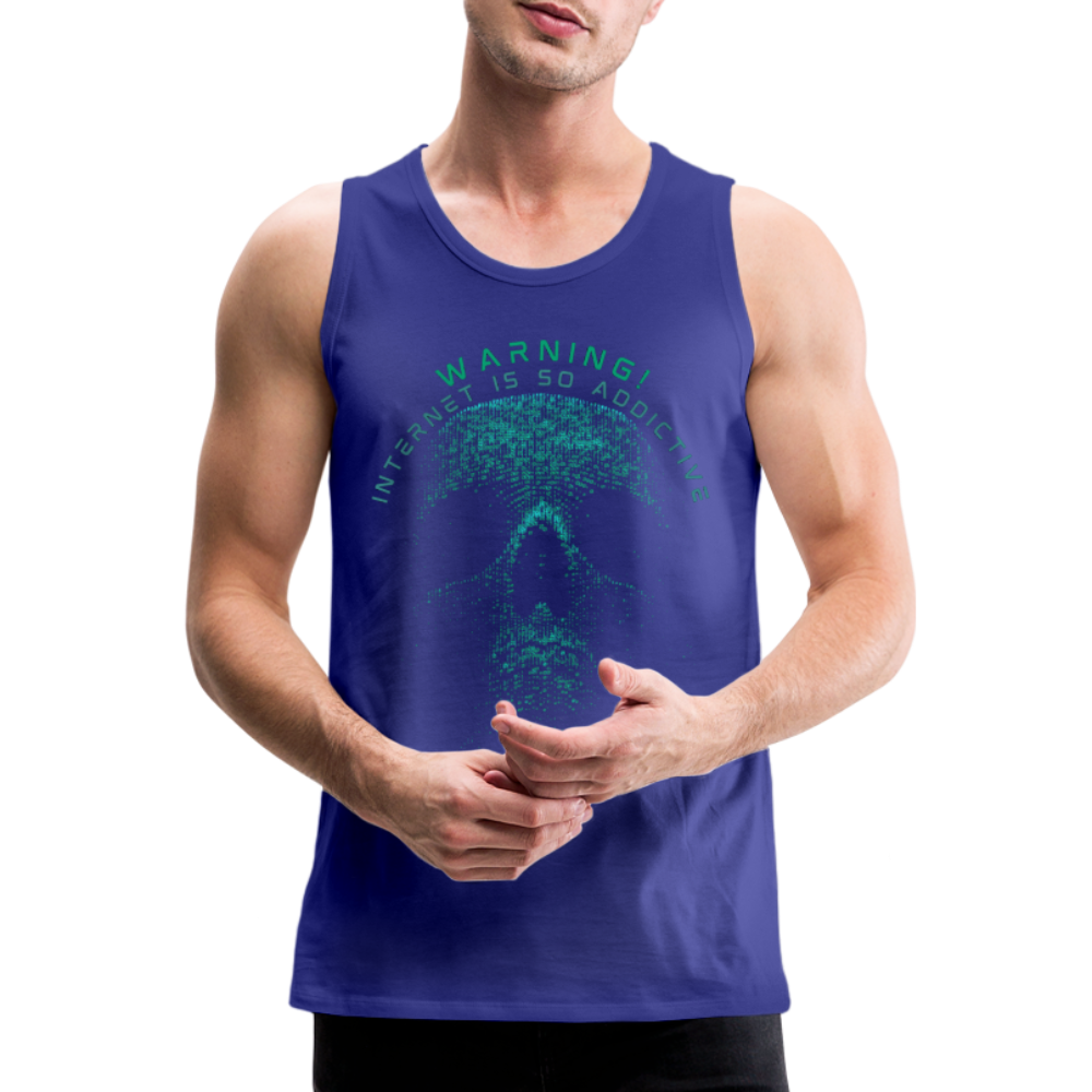 Tanktop T-Shirt WARNING Muskelshirt Achselshirt Sport Basic Herren - Königsblau