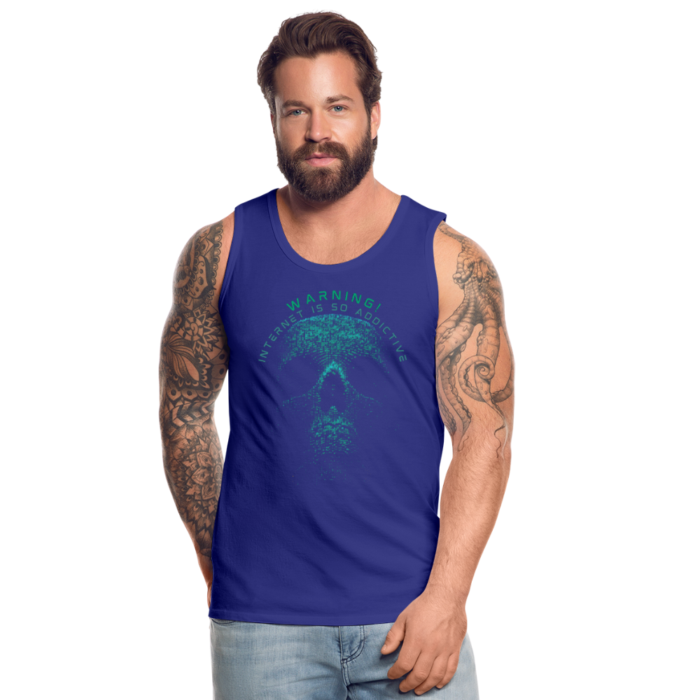 Tanktop T-Shirt WARNING Muskelshirt Achselshirt Sport Basic Herren - Königsblau
