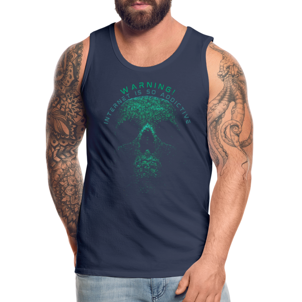 Tanktop T-Shirt WARNING Muskelshirt Achselshirt Sport Basic Herren - Navy