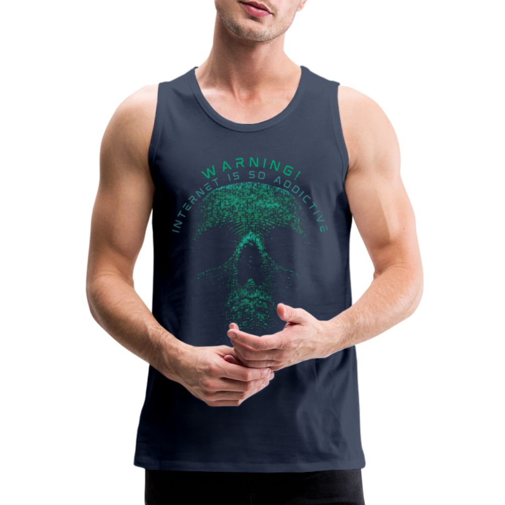 Tanktop T-Shirt WARNING Muskelshirt Achselshirt Sport Basic Herren - Navy