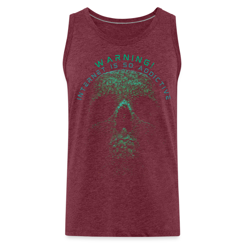 Tanktop T-Shirt WARNING Muskelshirt Achselshirt Sport Basic Herren - Bordeauxrot meliert
