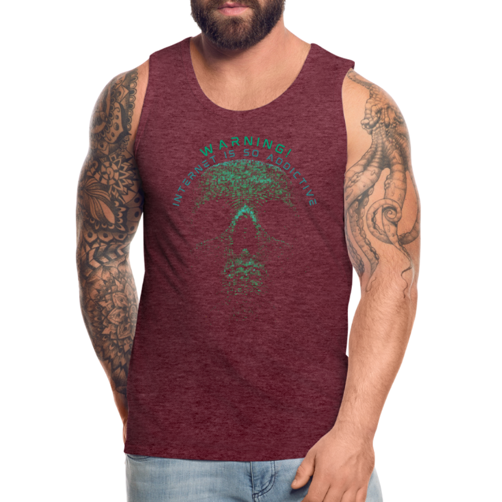 Tanktop T-Shirt WARNING Muskelshirt Achselshirt Sport Basic Herren - Bordeauxrot meliert