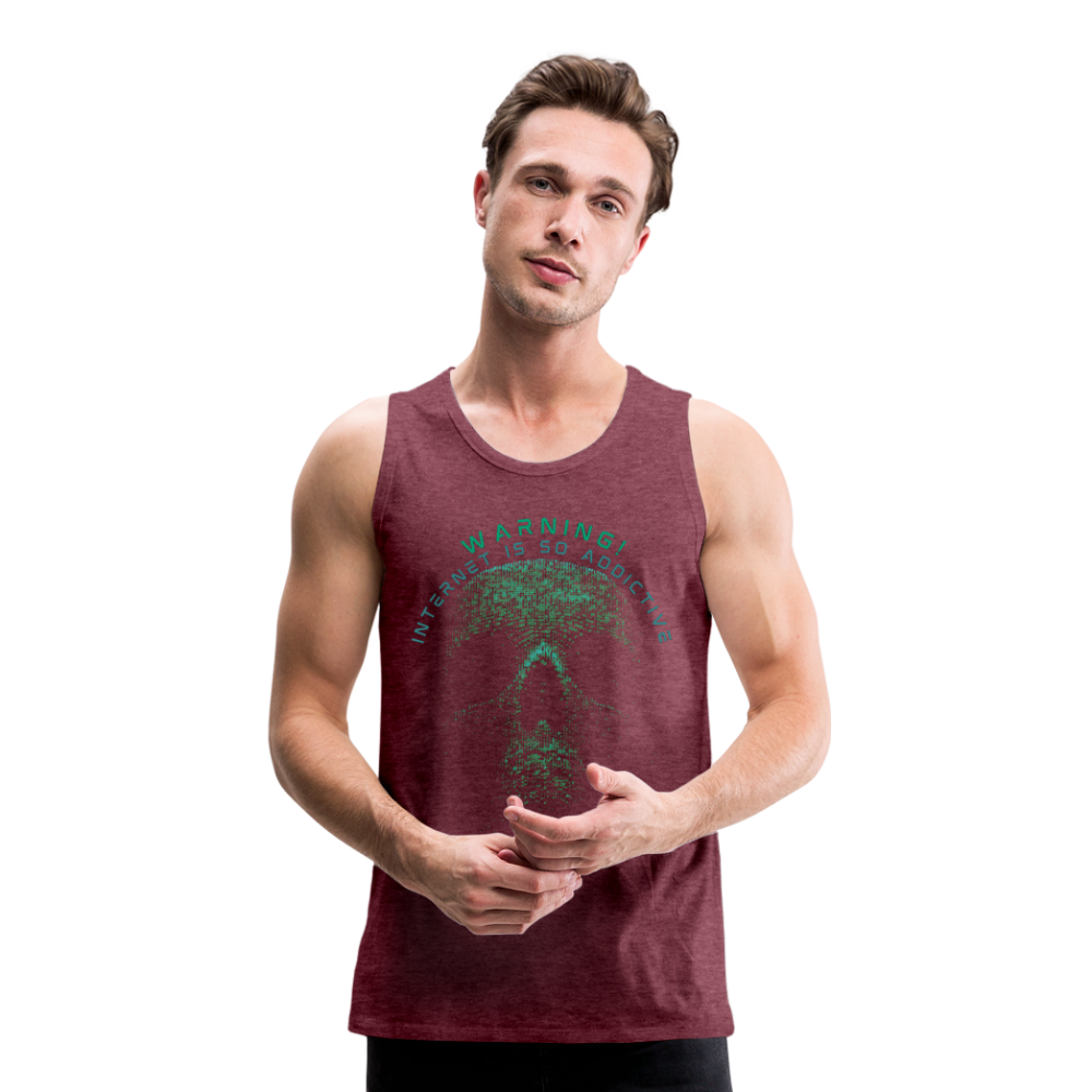 Tanktop T-Shirt WARNING Muskelshirt Achselshirt Sport Basic Herren - Bordeauxrot meliert