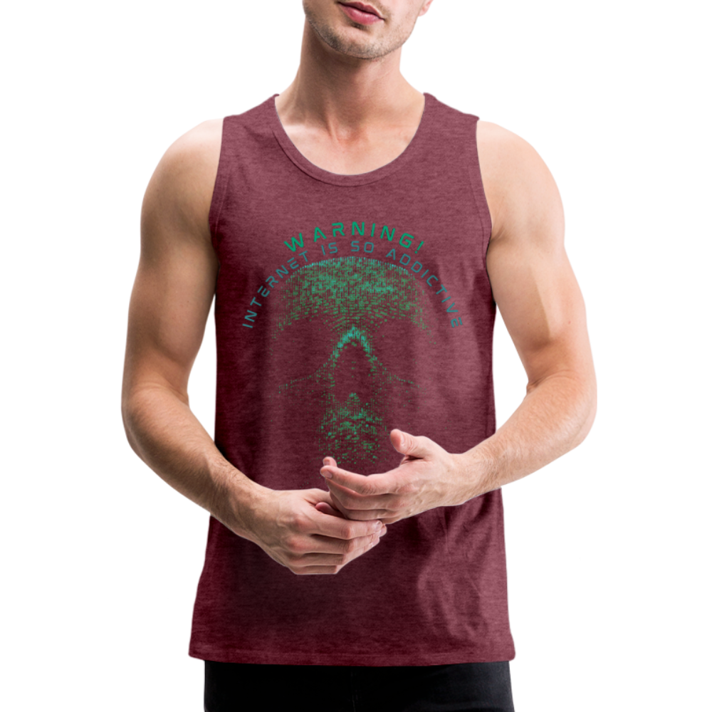 Tanktop T-Shirt WARNING Muskelshirt Achselshirt Sport Basic Herren - Bordeauxrot meliert