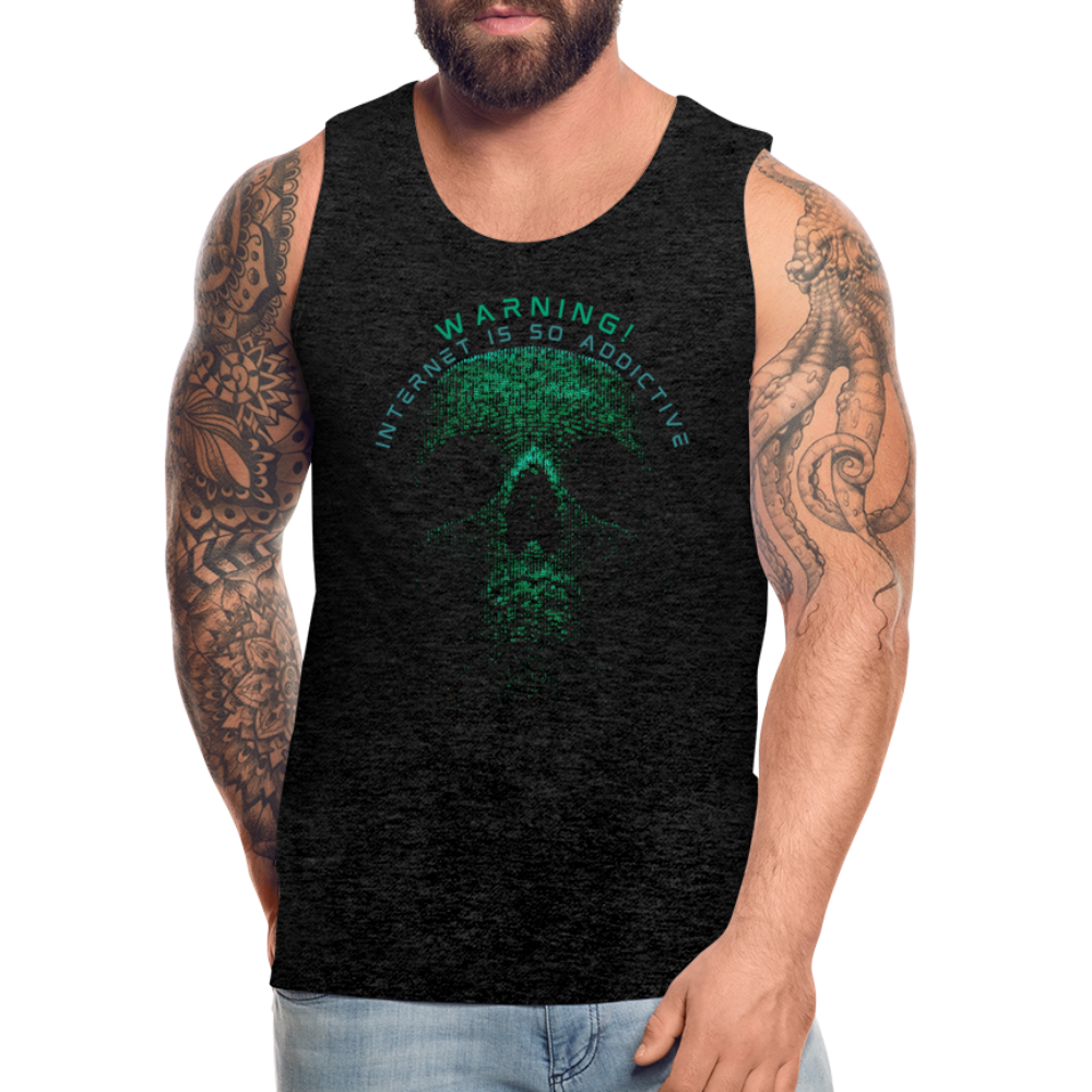 Tanktop T-Shirt WARNING Muskelshirt Achselshirt Sport Basic Herren - Anthrazit