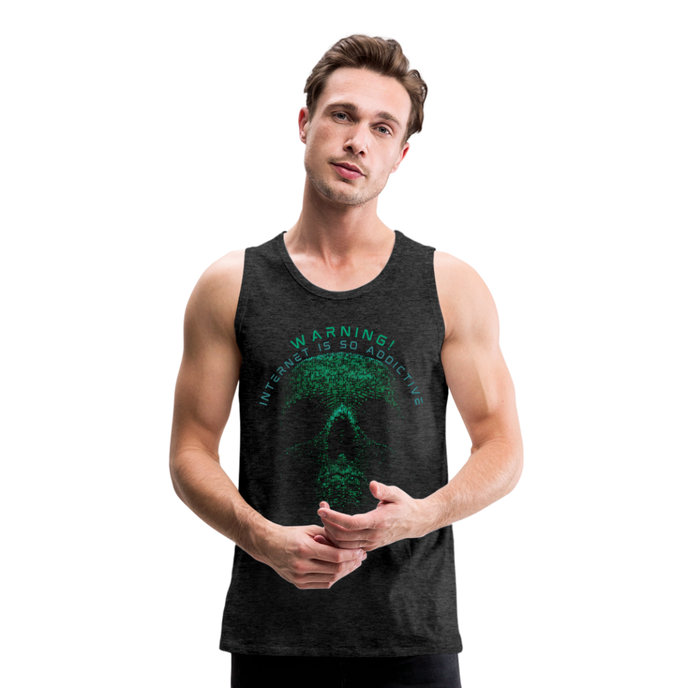 Tanktop T-Shirt WARNING Muskelshirt Achselshirt Sport Basic Herren - Anthrazit