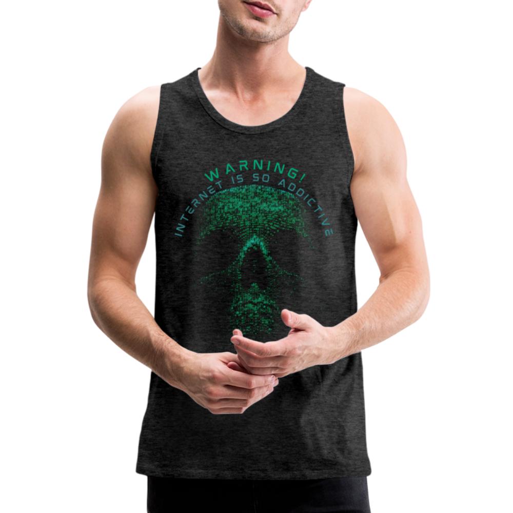 Tanktop T-Shirt WARNING Muskelshirt Achselshirt Sport Basic Herren - Anthrazit