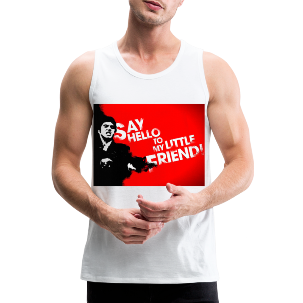 Tanktop T-Shirt SAY HELLO Muskelshirt Achselshirt Sport Basic Herren - weiß