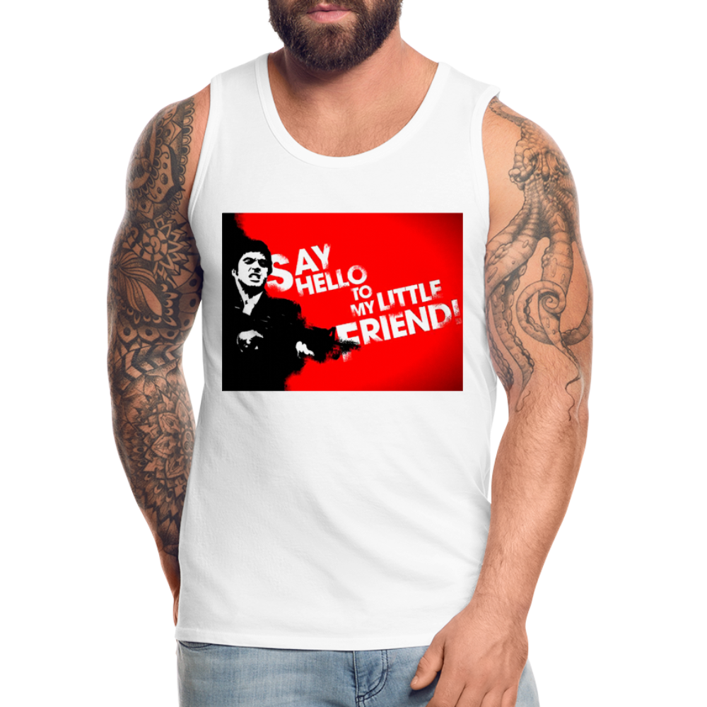 Tanktop T-Shirt SAY HELLO Muskelshirt Achselshirt Sport Basic Herren - weiß