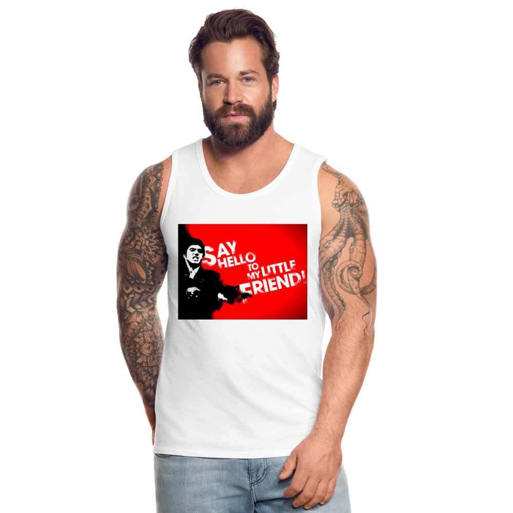 Tanktop T-Shirt SAY HELLO Muskelshirt Achselshirt Sport Basic Herren - weiß