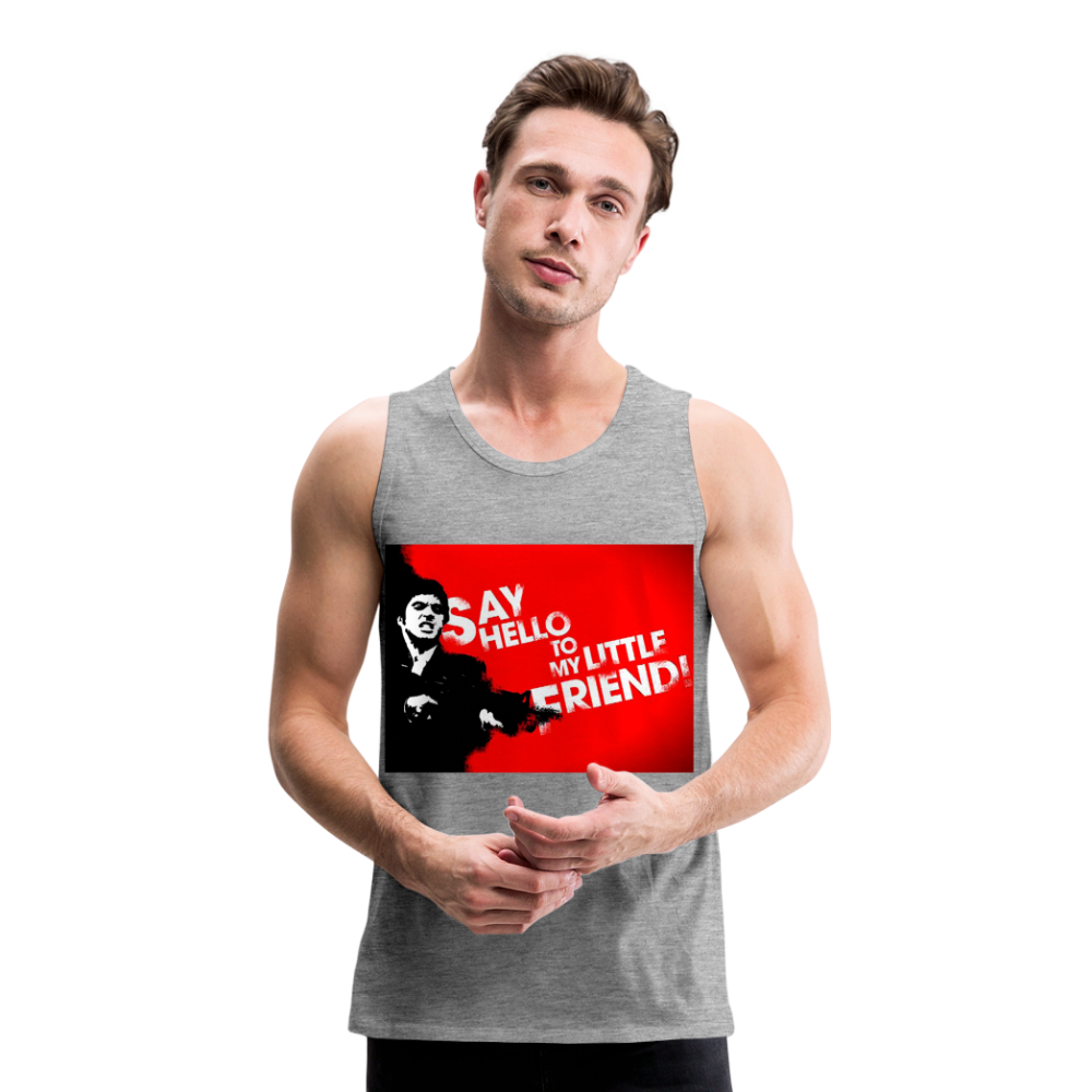 Tanktop T-Shirt SAY HELLO Muskelshirt Achselshirt Sport Basic Herren - Grau meliert