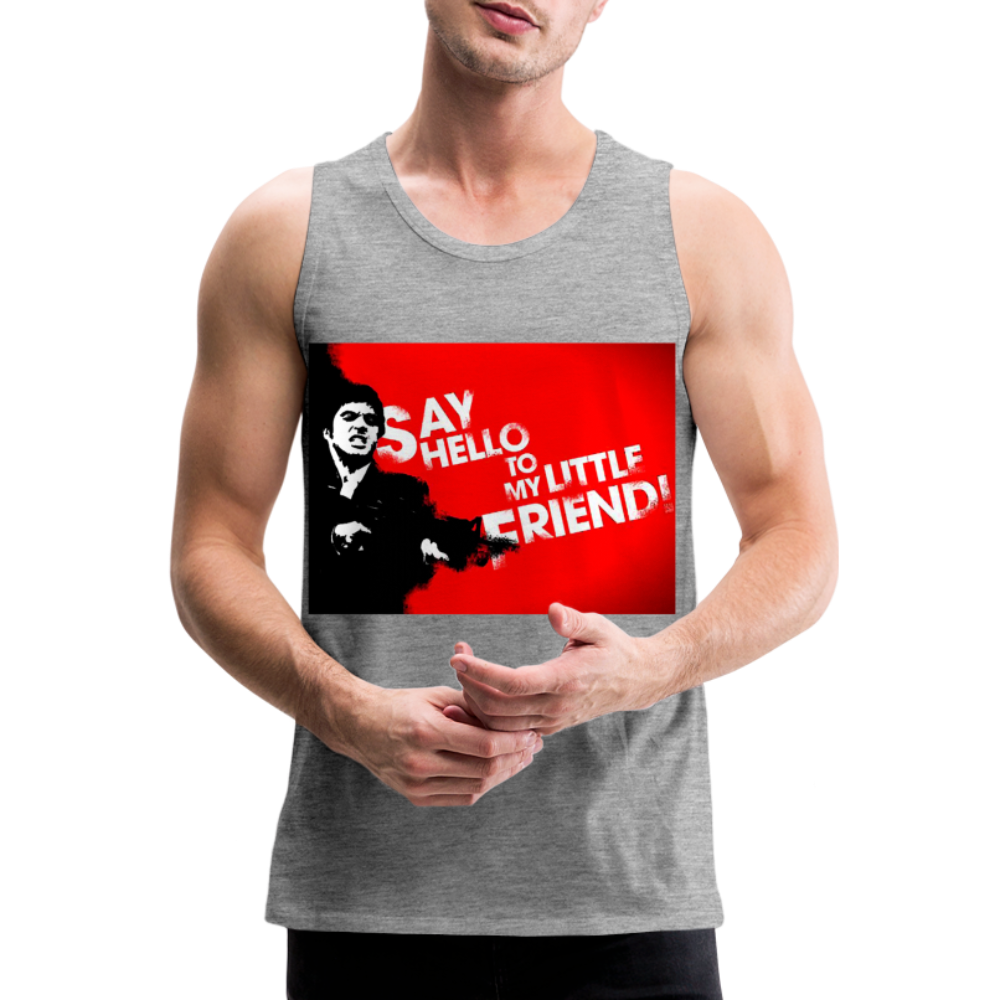 Tanktop T-Shirt SAY HELLO Muskelshirt Achselshirt Sport Basic Herren - Grau meliert