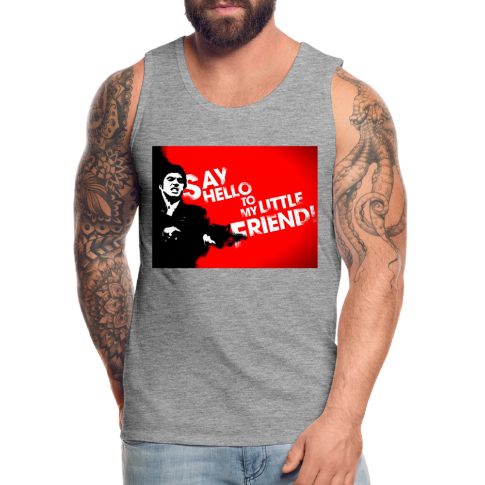 Tanktop T-Shirt SAY HELLO Muskelshirt Achselshirt Sport Basic Herren - Grau meliert