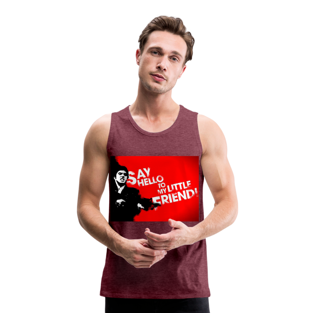 Tanktop T-Shirt SAY HELLO Muskelshirt Achselshirt Sport Basic Herren - Bordeauxrot meliert