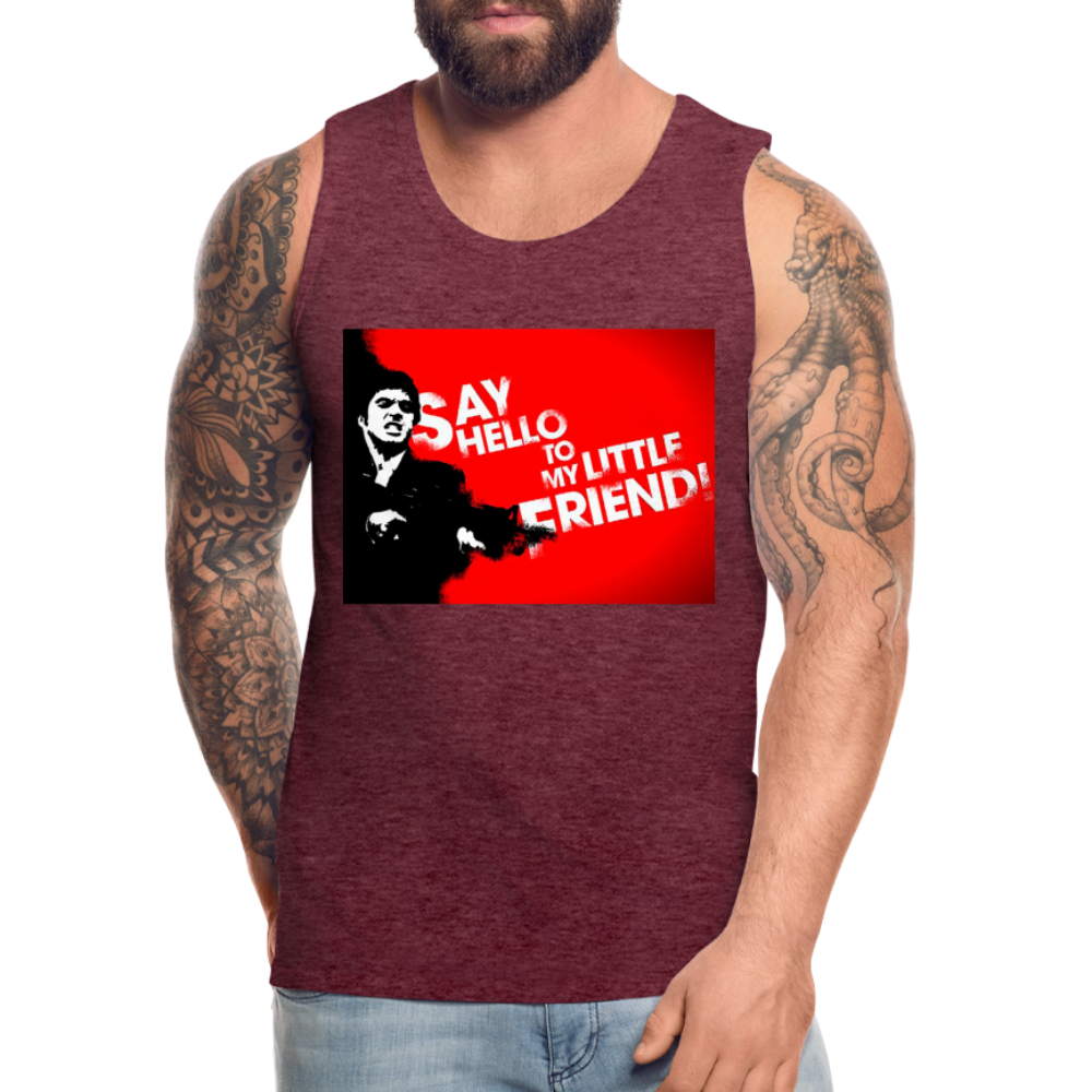 Tanktop T-Shirt SAY HELLO Muskelshirt Achselshirt Sport Basic Herren - Bordeauxrot meliert