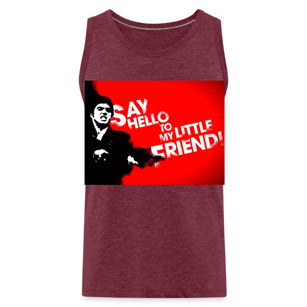 Tanktop T-Shirt SAY HELLO Muskelshirt Achselshirt Sport Basic Herren - Bordeauxrot meliert