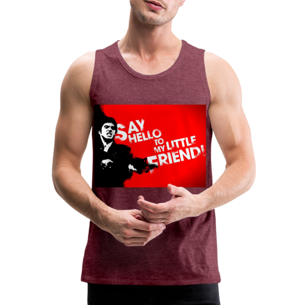 Tanktop T-Shirt SAY HELLO Muskelshirt Achselshirt Sport Basic Herren - Bordeauxrot meliert
