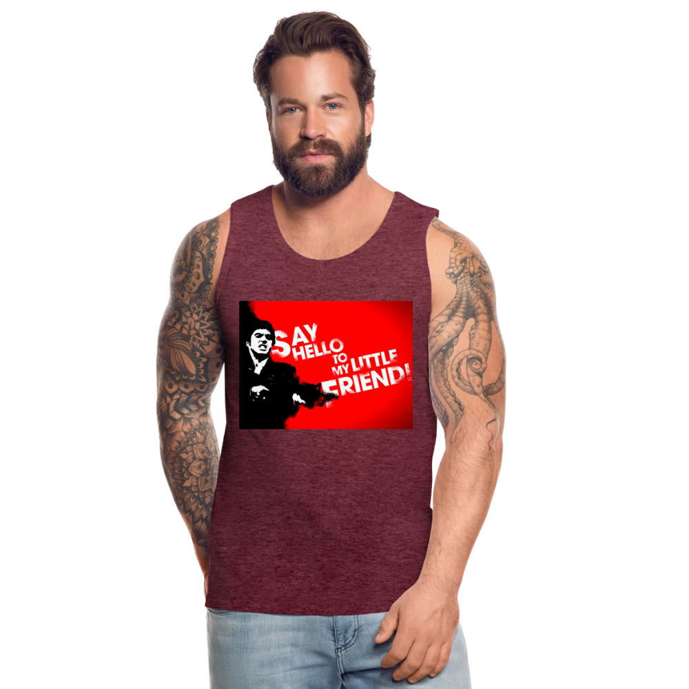 Tanktop T-Shirt SAY HELLO Muskelshirt Achselshirt Sport Basic Herren - Bordeauxrot meliert