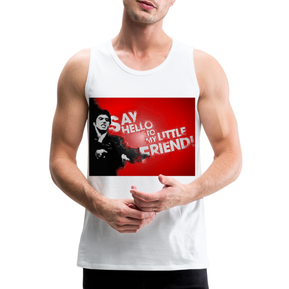 Tanktop T-Shirt SAY HELLO Muskelshirt Achselshirt Sport Basic Herren - weiß