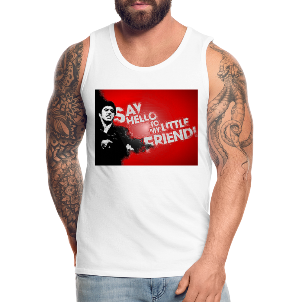 Tanktop T-Shirt SAY HELLO Muskelshirt Achselshirt Sport Basic Herren - weiß