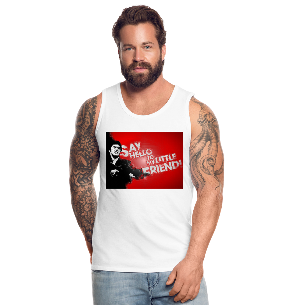 Tanktop T-Shirt SAY HELLO Muskelshirt Achselshirt Sport Basic Herren - weiß