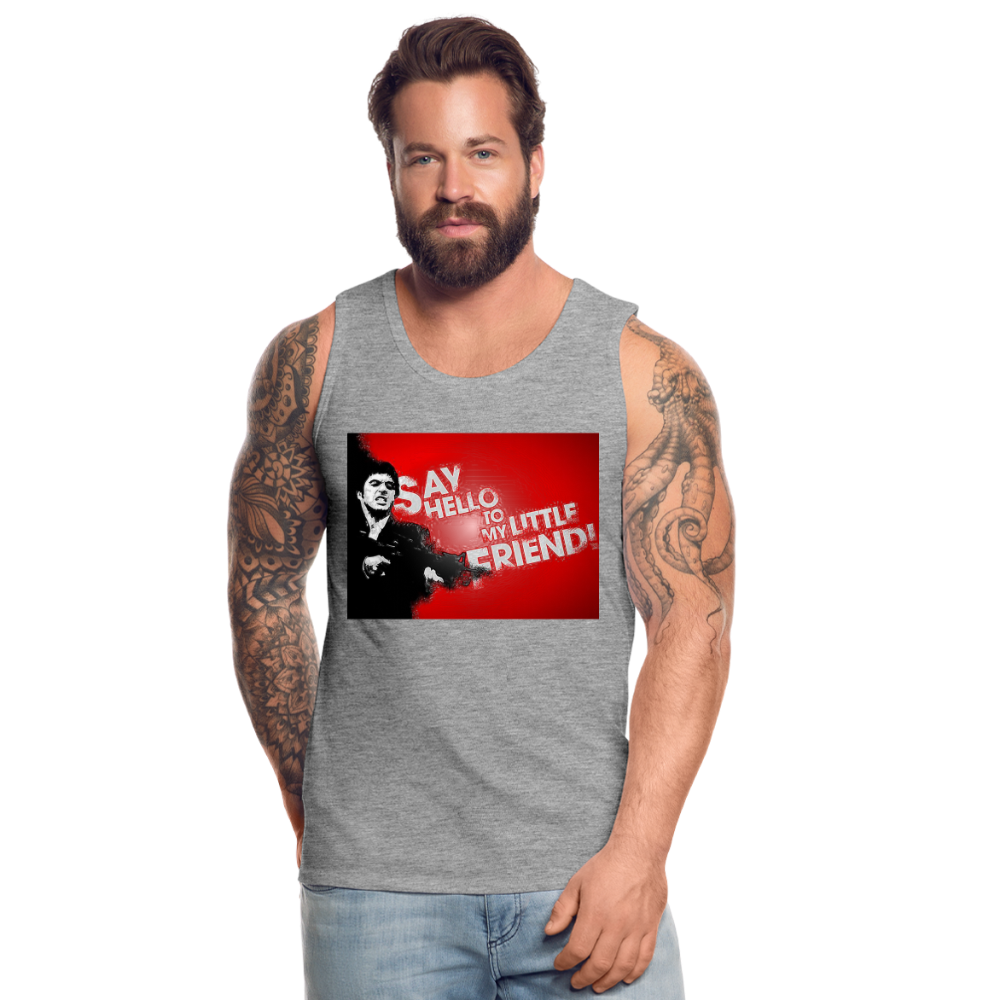 Tanktop T-Shirt SAY HELLO Muskelshirt Achselshirt Sport Basic Herren - Grau meliert