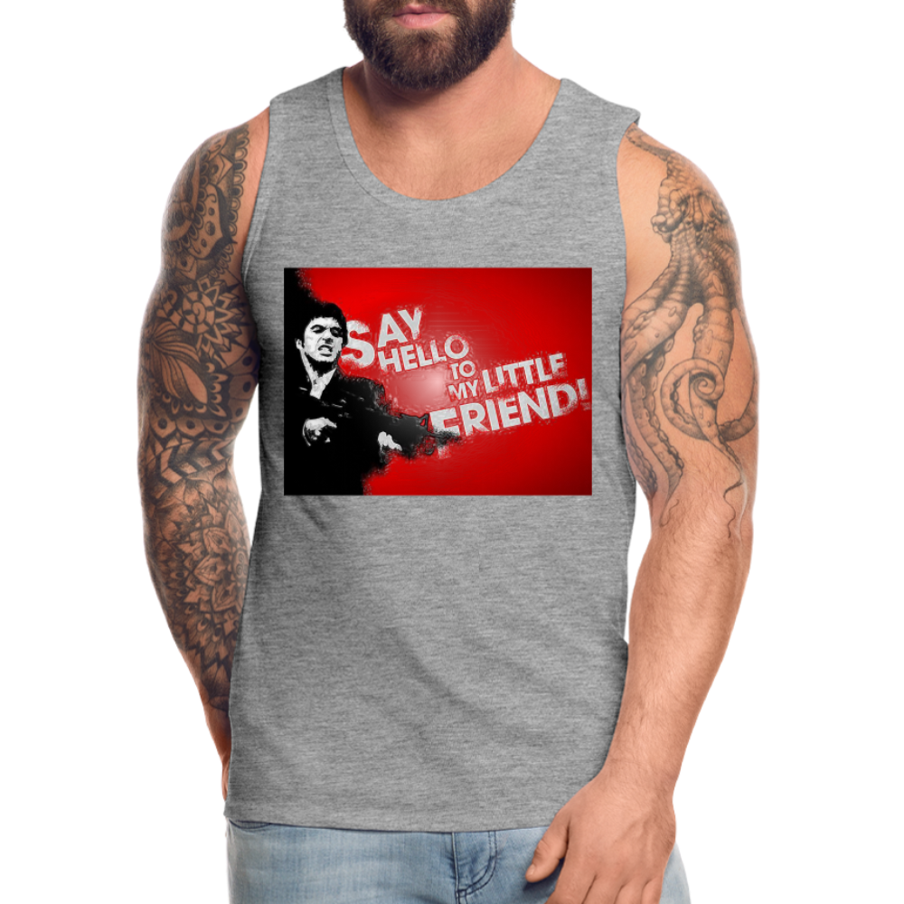 Tanktop T-Shirt SAY HELLO Muskelshirt Achselshirt Sport Basic Herren - Grau meliert