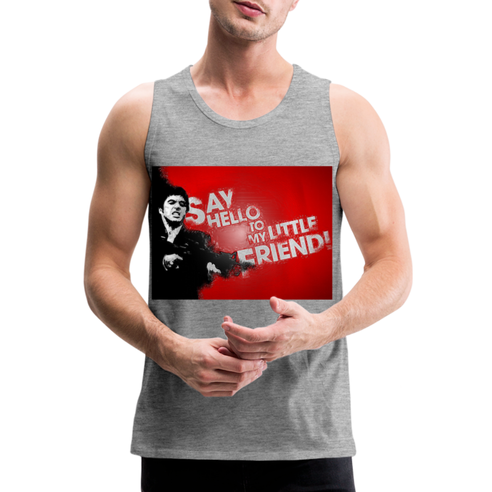Tanktop T-Shirt SAY HELLO Muskelshirt Achselshirt Sport Basic Herren - Grau meliert