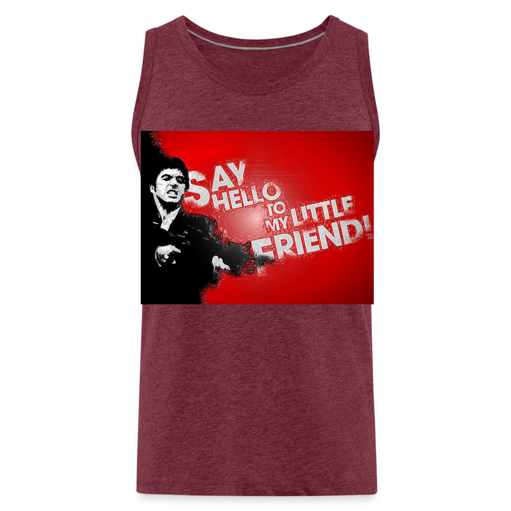 Tanktop T-Shirt SAY HELLO Muskelshirt Achselshirt Sport Basic Herren - Bordeauxrot meliert