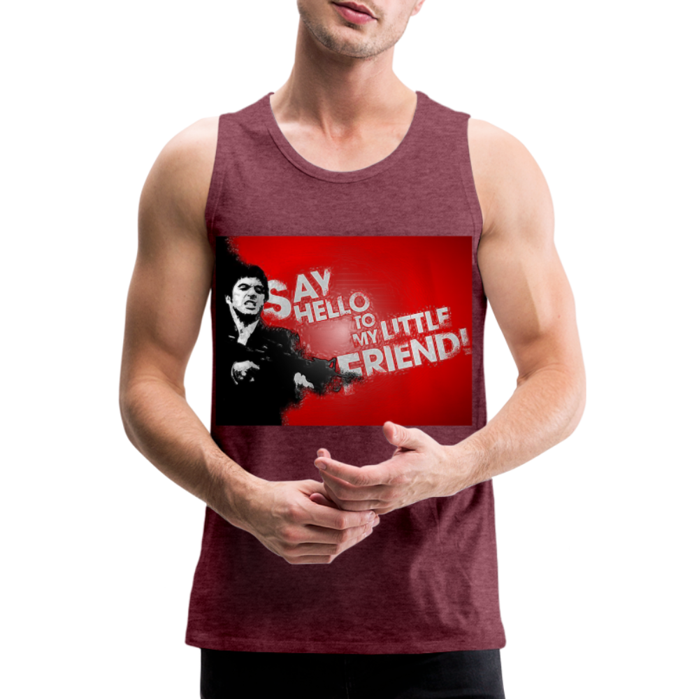 Tanktop T-Shirt SAY HELLO Muskelshirt Achselshirt Sport Basic Herren - Bordeauxrot meliert