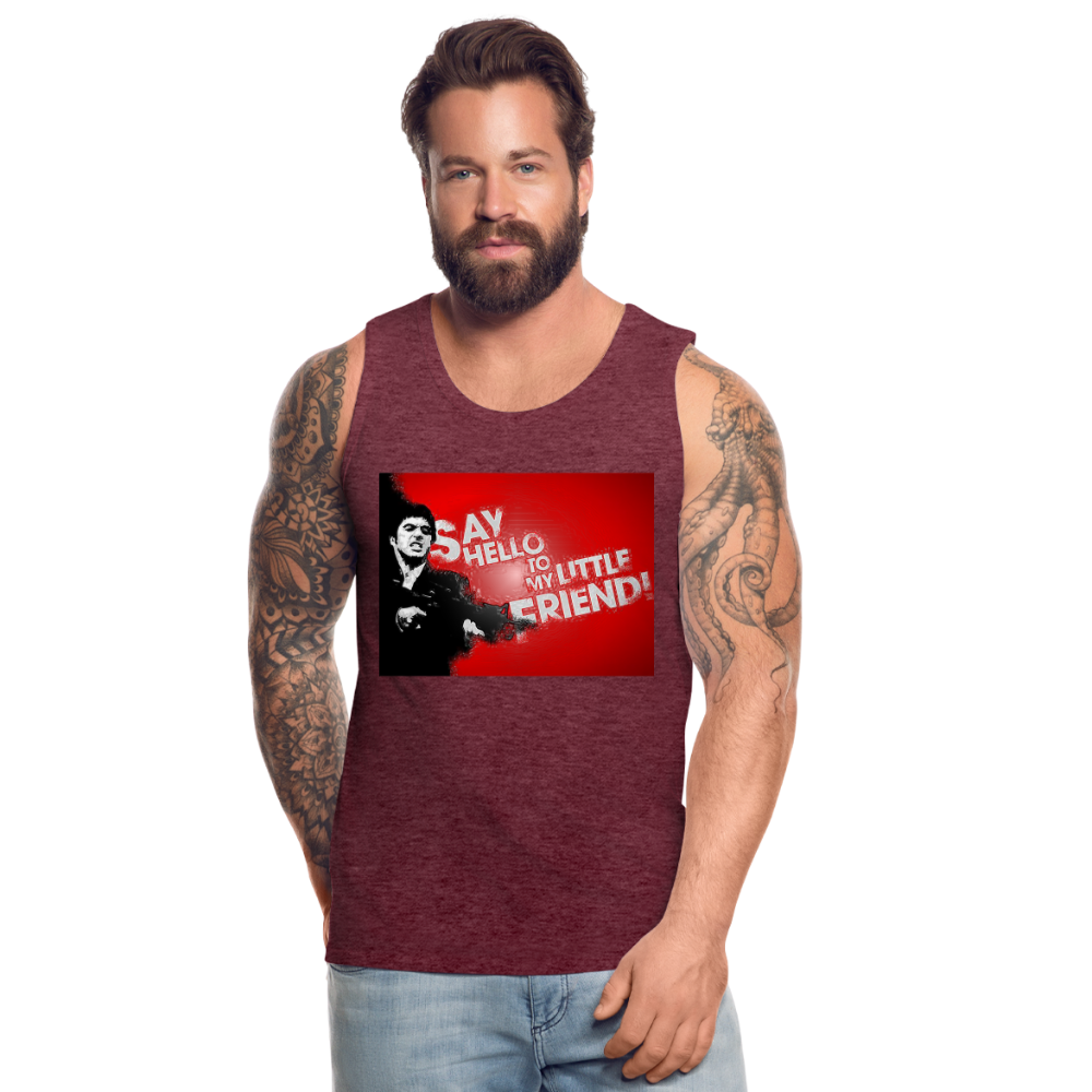 Tanktop T-Shirt SAY HELLO Muskelshirt Achselshirt Sport Basic Herren - Bordeauxrot meliert