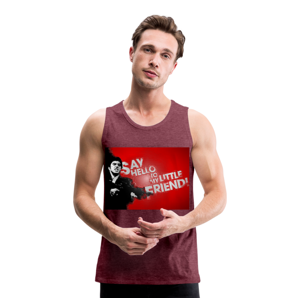 Tanktop T-Shirt SAY HELLO Muskelshirt Achselshirt Sport Basic Herren - Bordeauxrot meliert