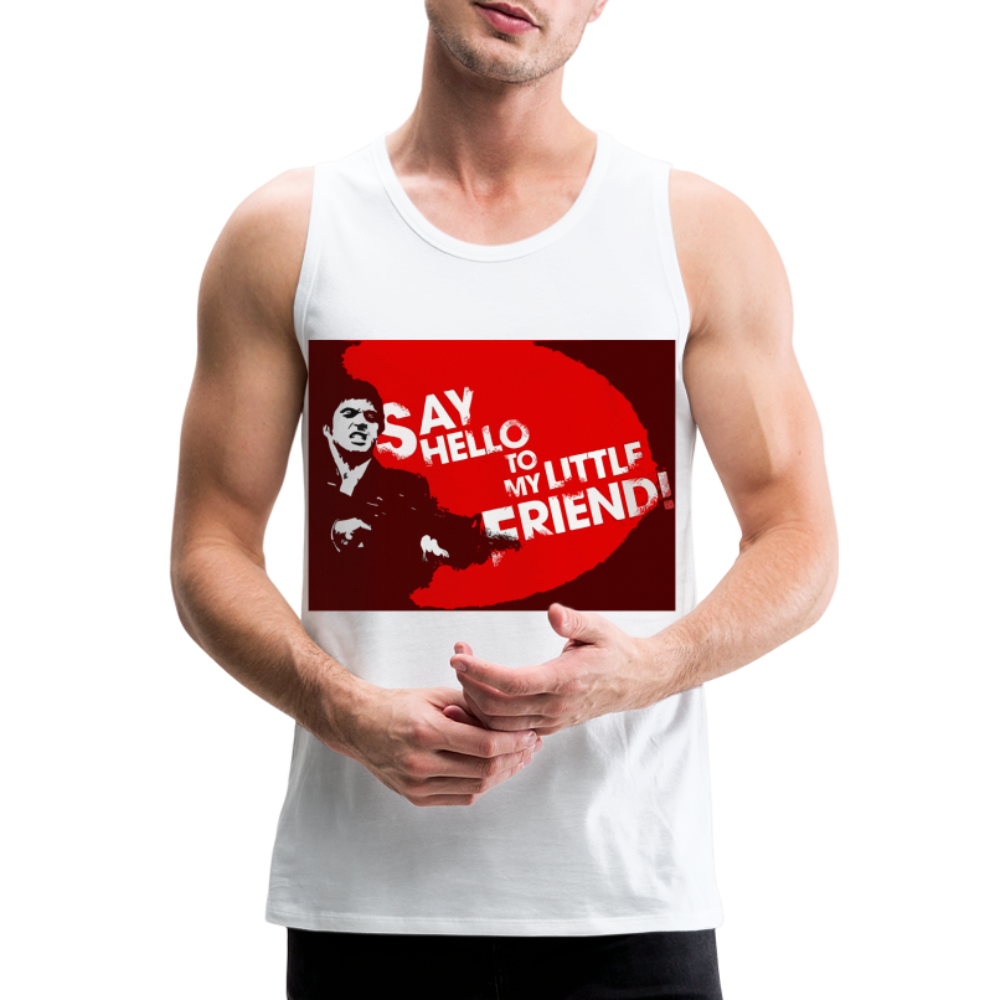 Tanktop T-Shirt SAY HELLO Muskelshirt Achselshirt Sport Basic Herren - weiß
