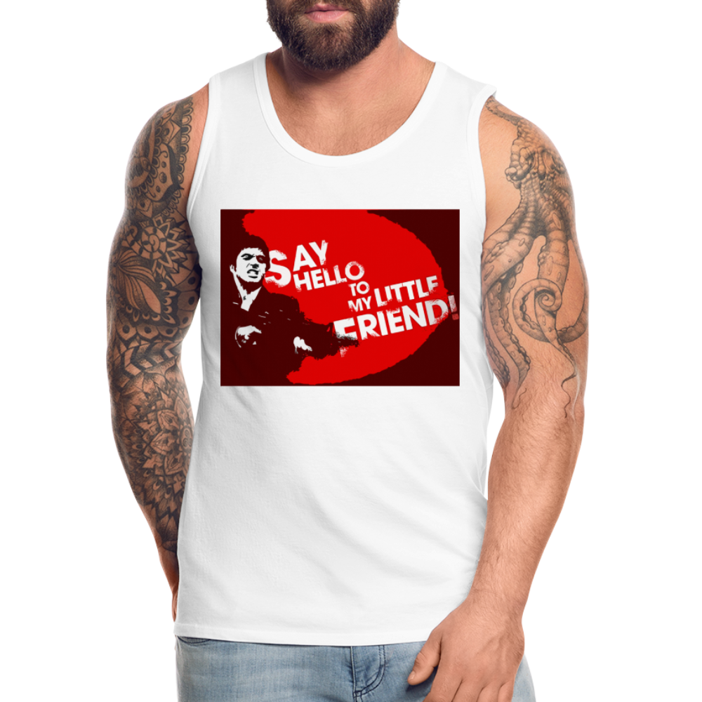 Tanktop T-Shirt SAY HELLO Muskelshirt Achselshirt Sport Basic Herren - weiß